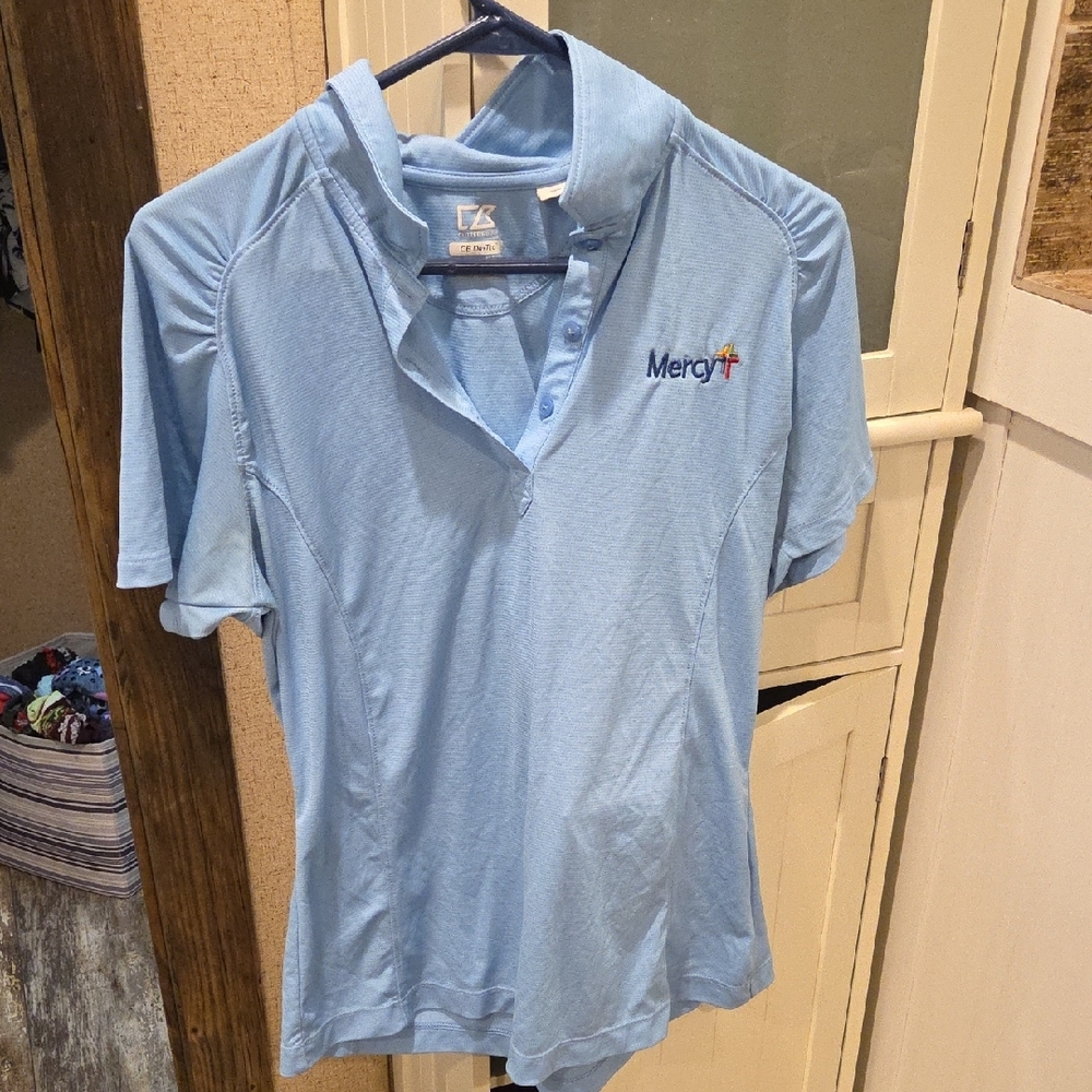 Blue Polo Shirt with Embroidered Logo